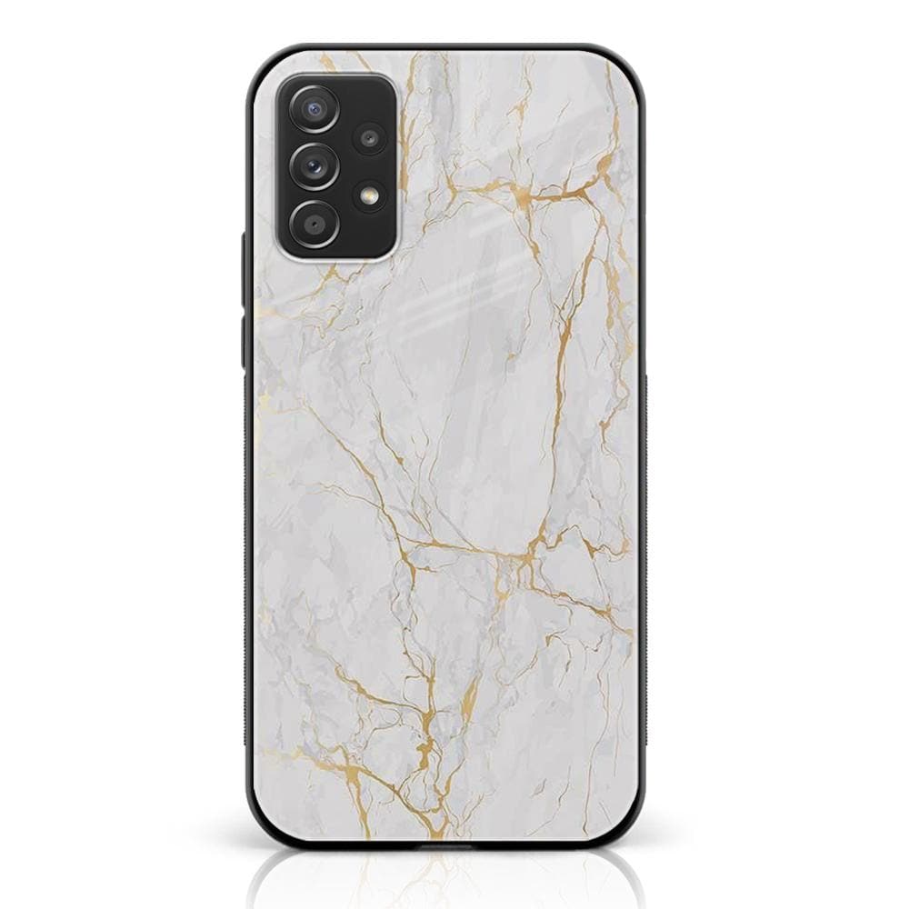 Samsung Galaxy A23 - White Marble Series - Premium Printed Glass soft Bumper shock Proof Case