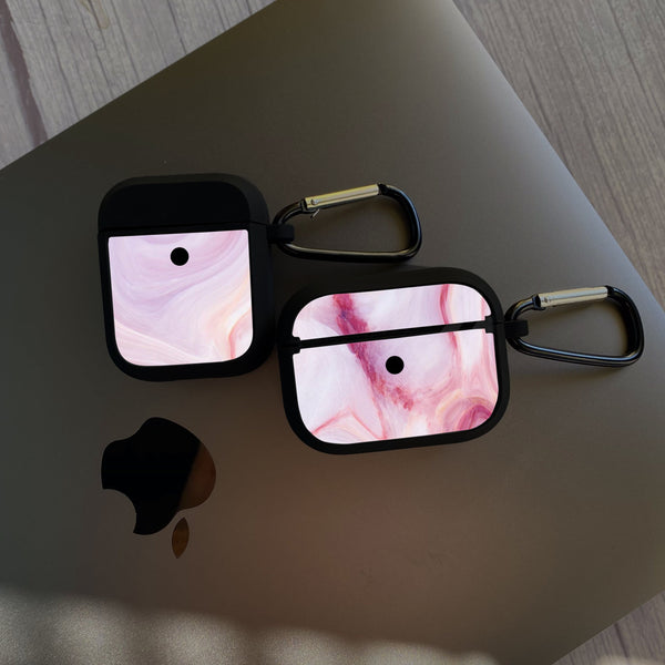 Apple Airpods Case - Pink Marble Series 08 - Premium Print with holding clip