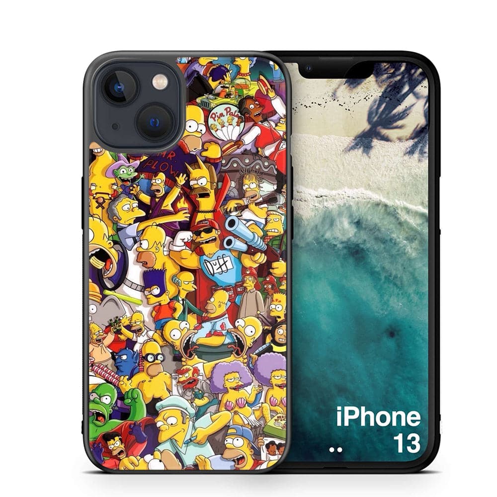 iPhone 13 Cartoon Series  Premium Printed Glass soft Bumper shock Proof Case