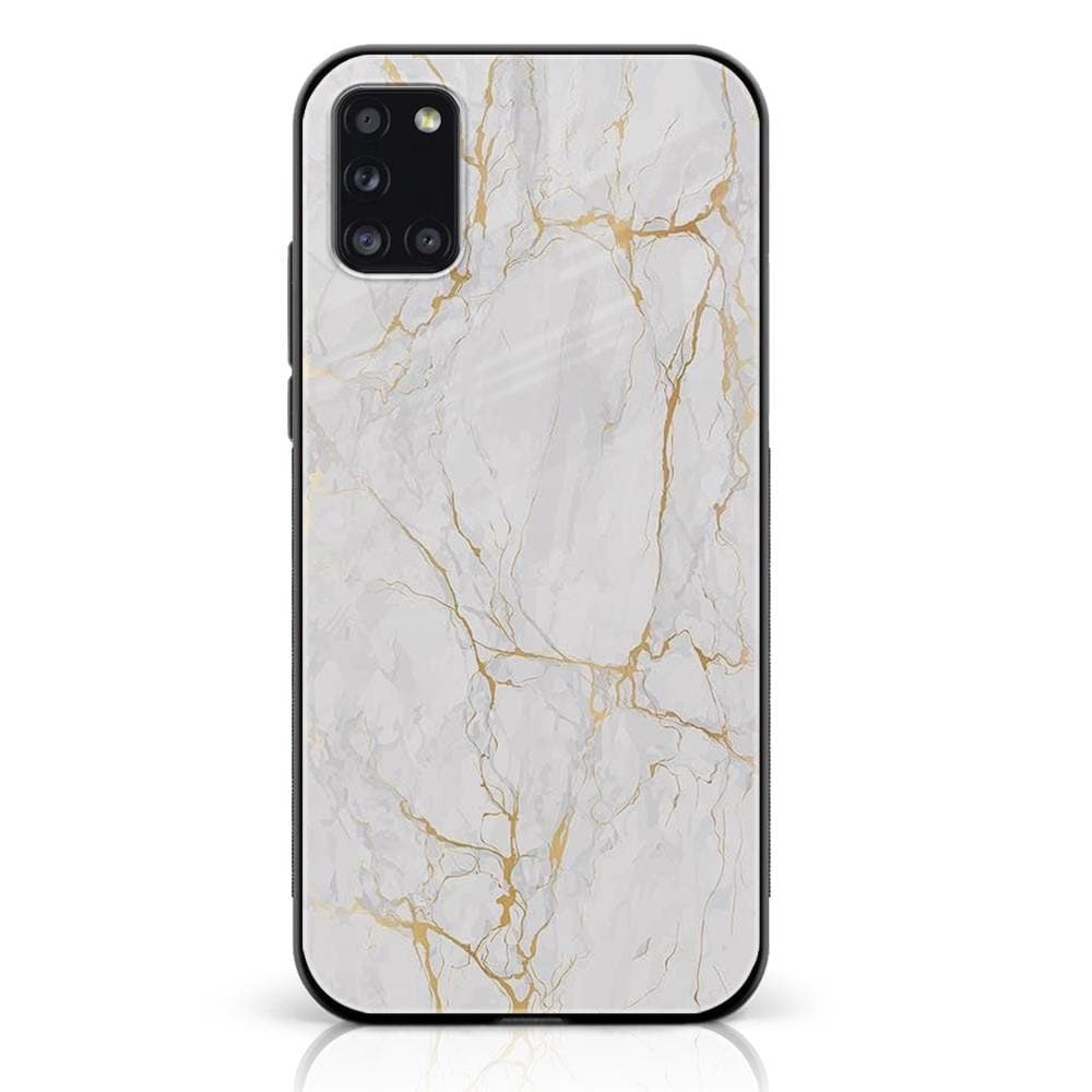 Samsung Galaxy A31 - White Marble Series - Premium Printed Glass soft Bumper shock Proof Case