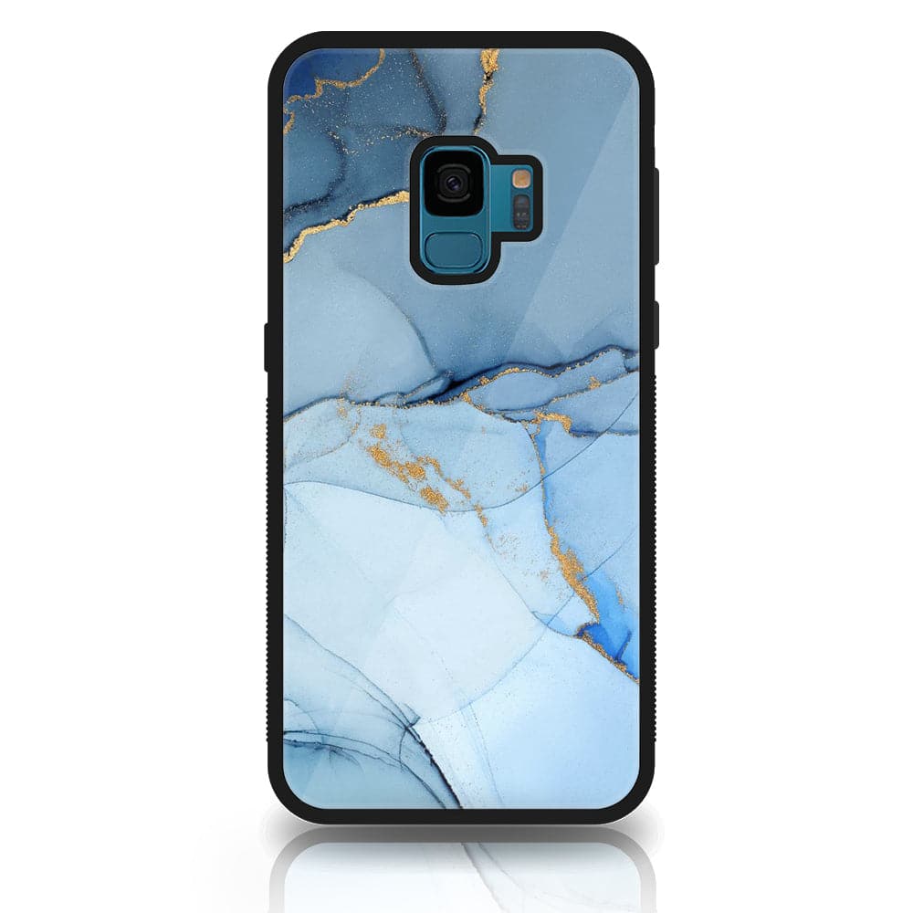Galaxy S9 - Blue Marble Series - Premium Printed Glass soft Bumper shock Proof Case