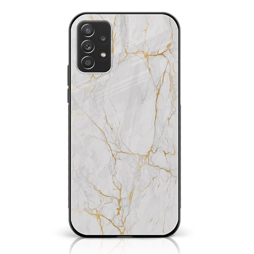 Samsung Galaxy A73 - White Marble Series - Premium Printed Glass soft Bumper shock Proof Case