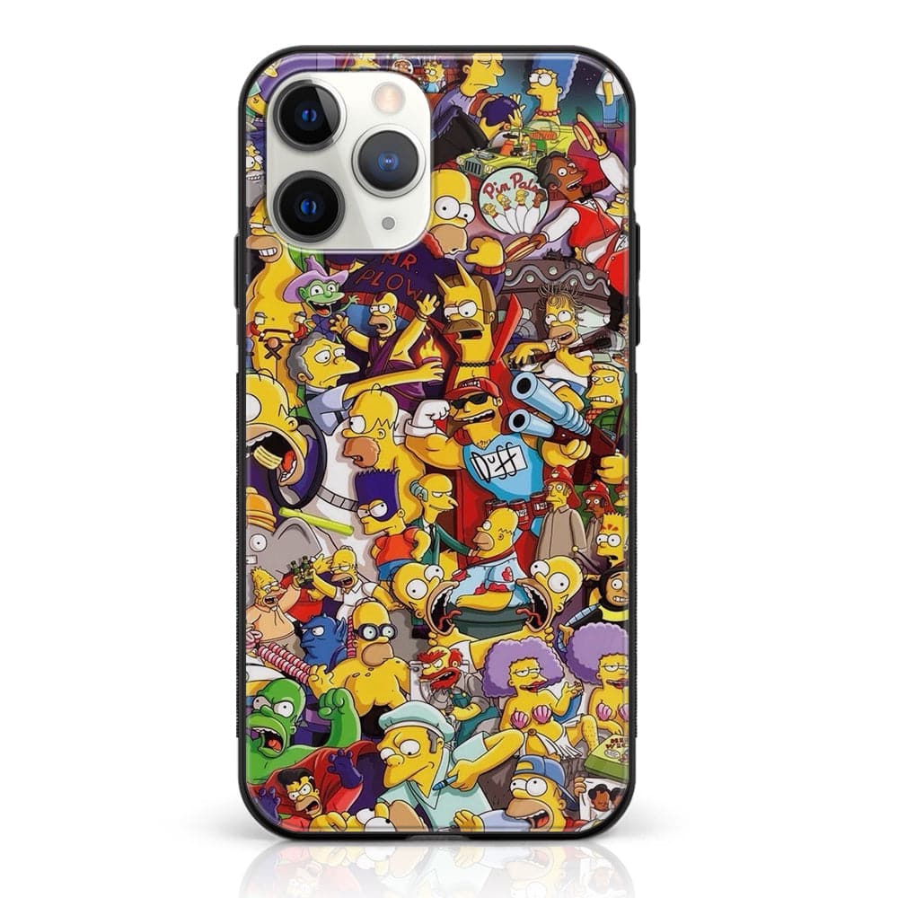 iPhone 11 Pro Max  Cartoon Series  Premium Printed Glass soft Bumper shock Proof Case