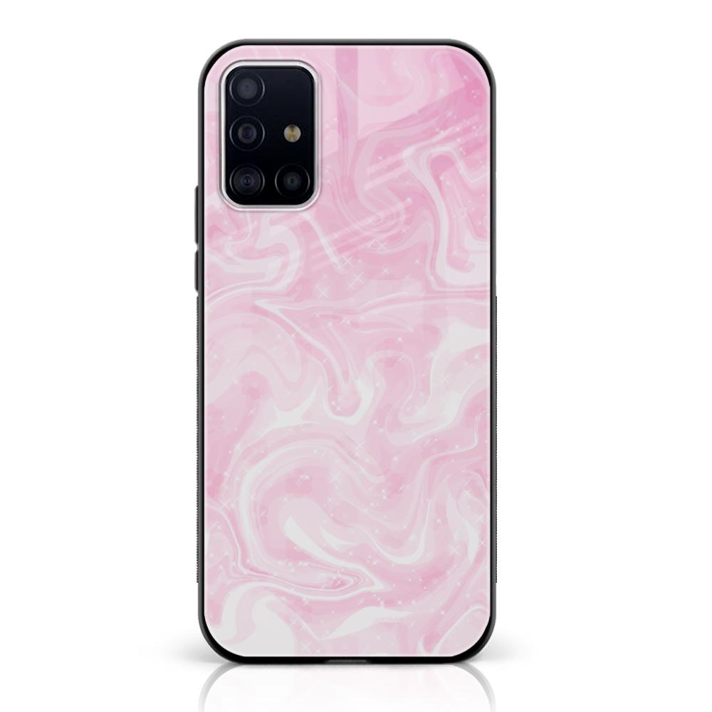 Samsung Galaxy A71 - Pink Marble Series - Premium Printed Glass soft Bumper shock Proof Case