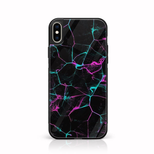 iPhone X/XS - Black Marble Design 9- Premium Printed Glass soft Bumper shock Proof Case   CS-26058