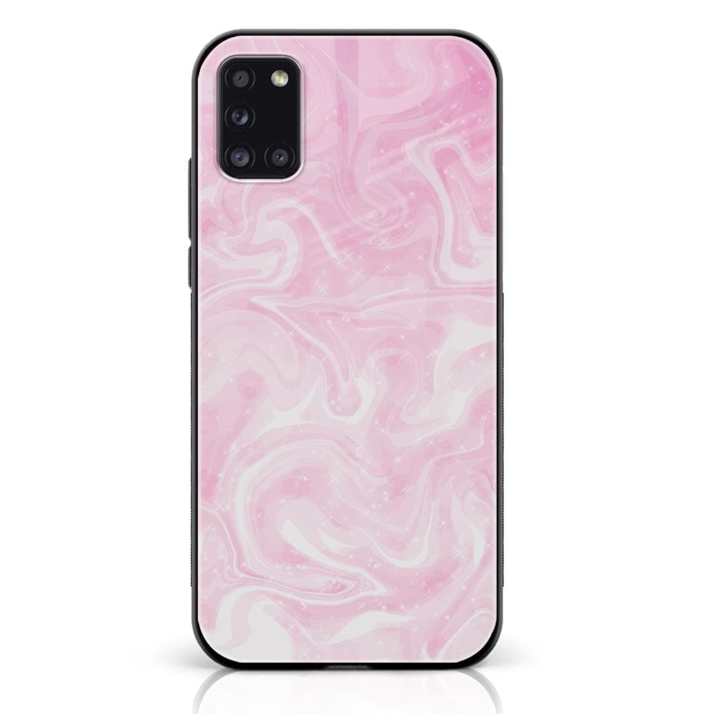 Samsung Galaxy A31 - Pink Marble Series - Premium Printed Glass soft Bumper shock Proof Case