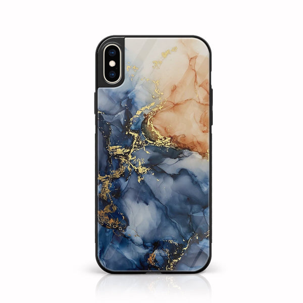 iPhone X/XS - Blue Marble Design 9 - Premium Printed Glass soft Bumper shock Proof Case CS-22252