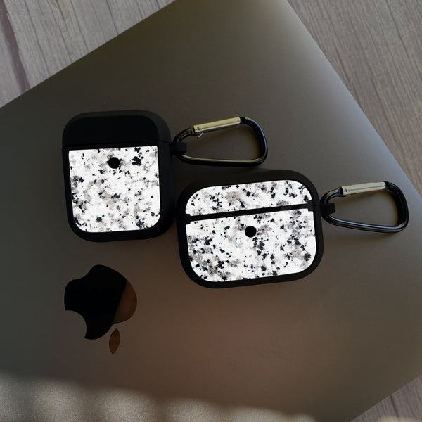 Apple Airpods Case - White Marble Series 09 - Premium Print with holding clip