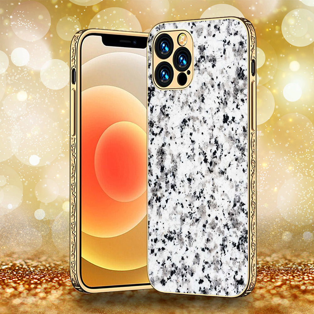 iPhone 13 Pro Max - White Marble Series - Premium Electroplated Infinity Ultra Shine Glass Soft Silicon Borders Case