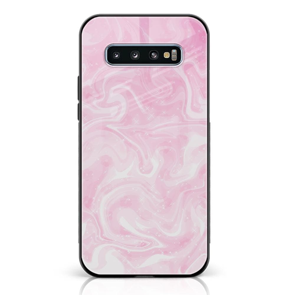 Galaxy S10 Plus - Pink Marble Series - Premium Printed Glass soft Bumper shock Proof Case