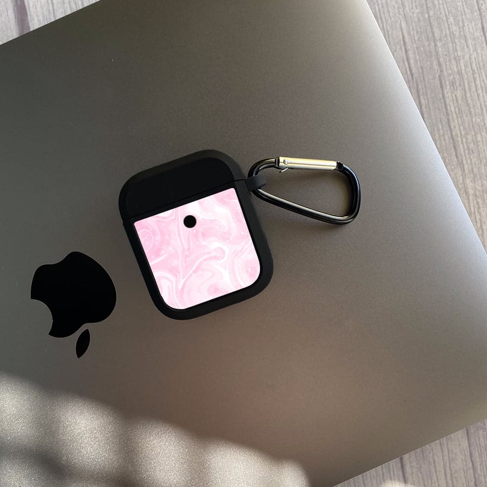 Apple Airpods Case - Pink Marble Series 09 - Premium Print with holding clip