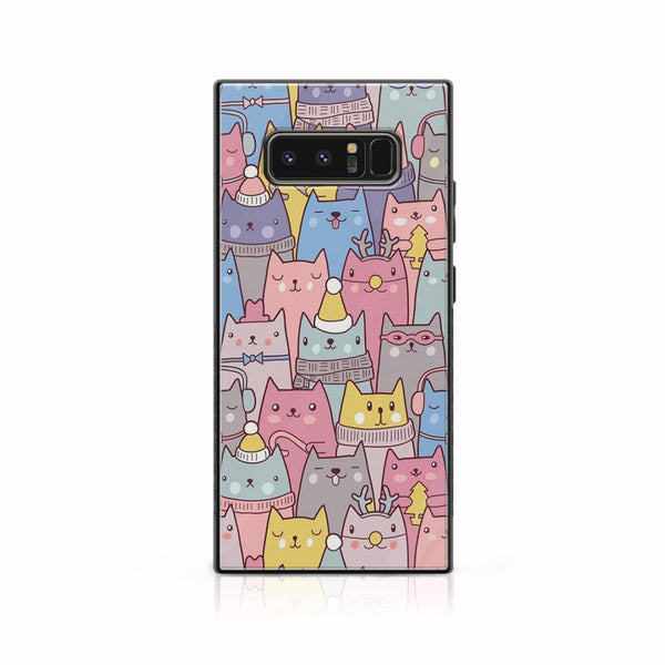 Galaxy Note 8 Cartoon Design 9 Premium Printed Glass soft Bumper shock Proof Case CS-17583