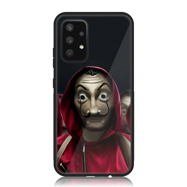 Galaxy A32 - Money Heist Design 9 - Premium Printed Glass soft Bumper shock Proof Case CS-20728