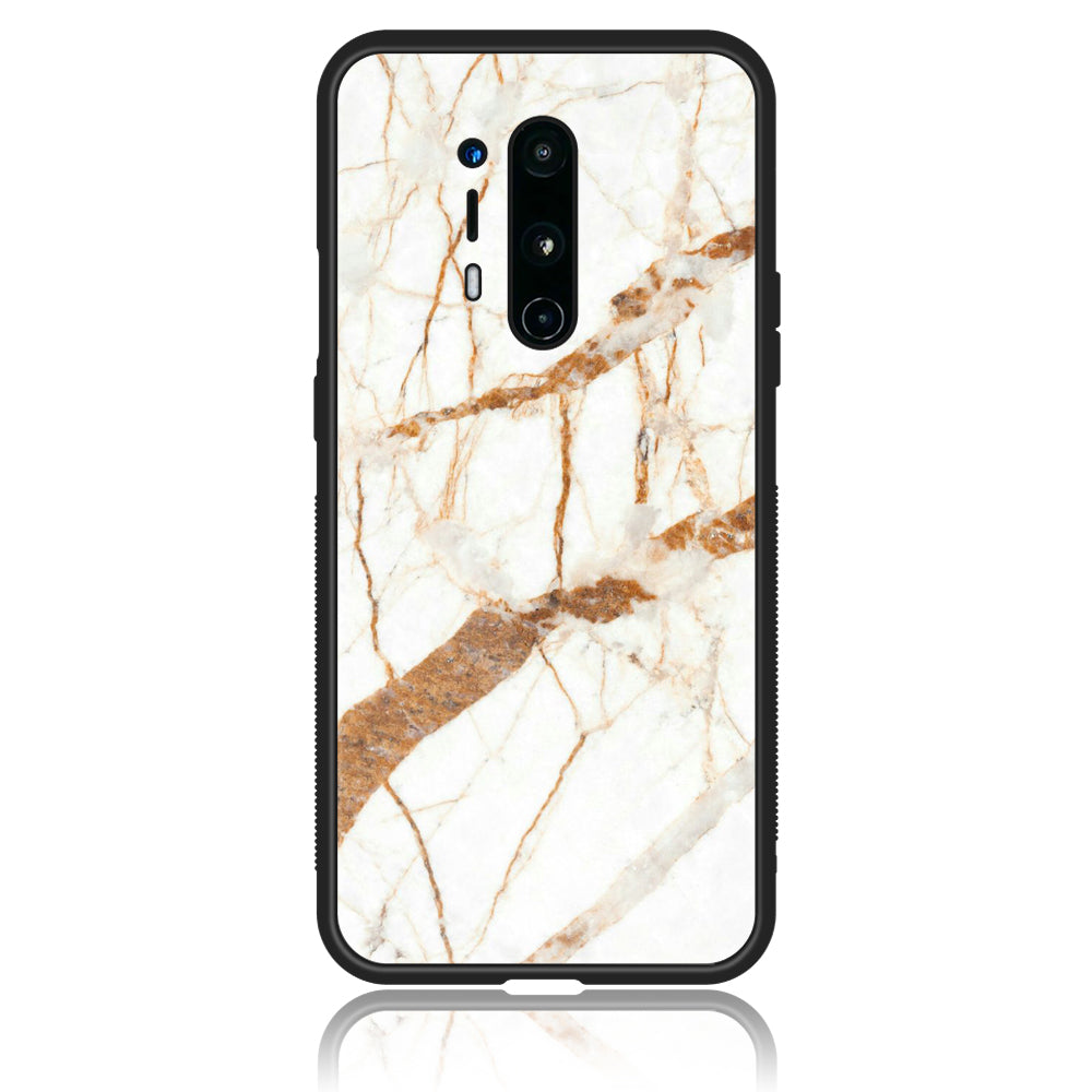 OnePlus 8 Pro - White Marble Series - Premium Printed Glass soft Bumper shock Proof Case