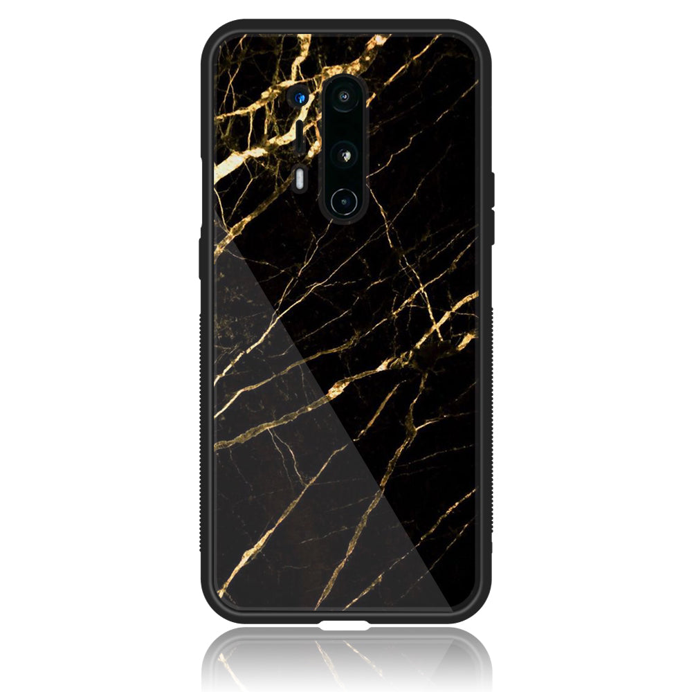 OnePlus 8 Pro - Black Marble Series - Premium Printed Glass soft Bumper shock Proof Case
