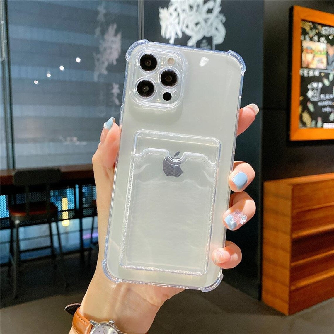 iPhone 14 Wallet Card Holder Transparent Slot ShockProof Case