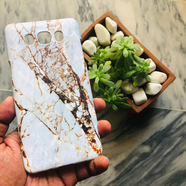 SAMSUNG GALAXY J5 2015 White & Gold Marble Case - C001