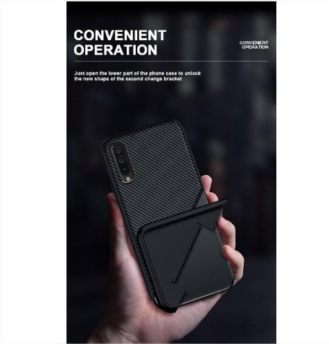 Ultra Thin Carbon Fiber Folding Stand Telefoon Case Voor Realme 5/5 Pro Luxe Silicone Bracket Cover