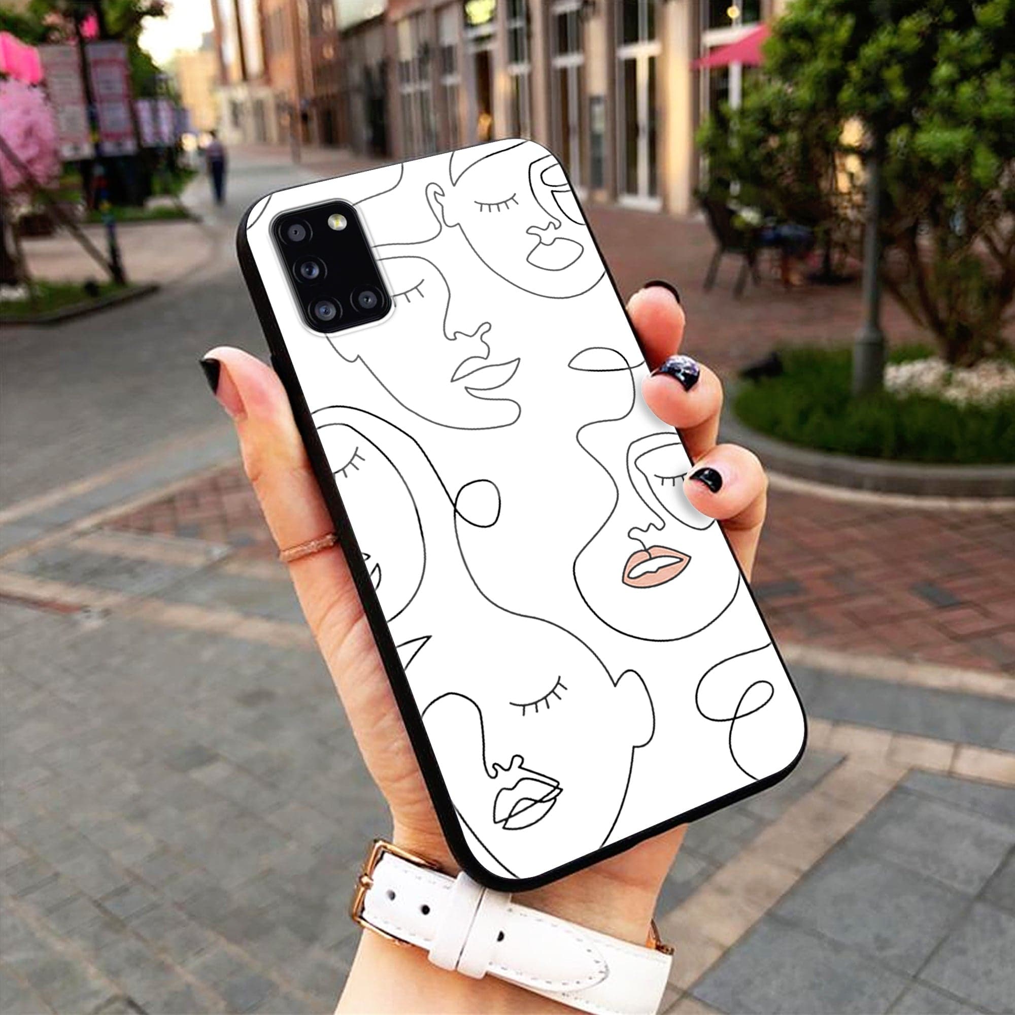 Girls Line Art  - HQ Ultra Shine Premium Metal Phone Case All Models