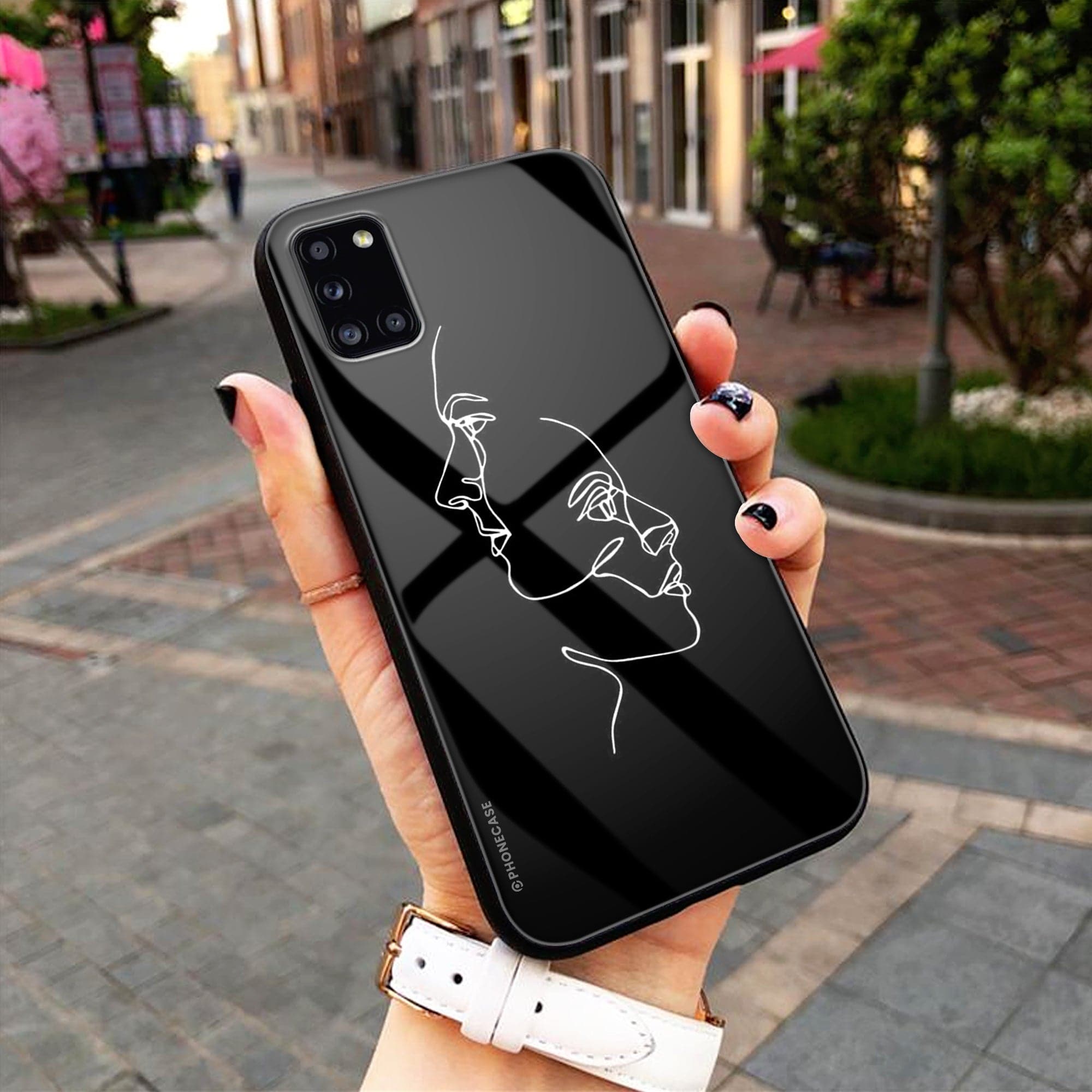 Girls Line Art  - HQ Ultra Shine Premium Glass Phone Case All Models