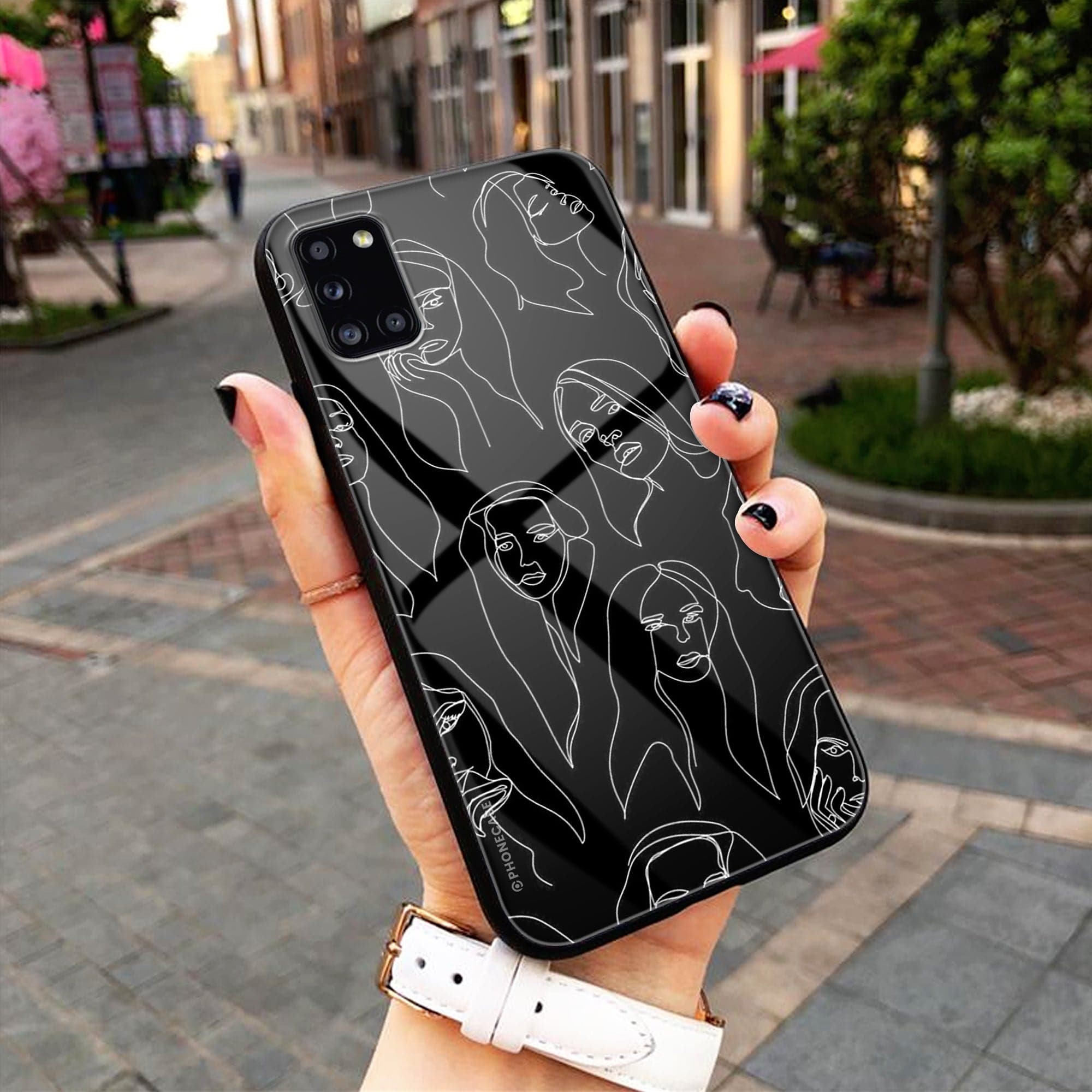 Girls Line Art  - HQ Ultra Shine Premium Glass Phone Case All Models