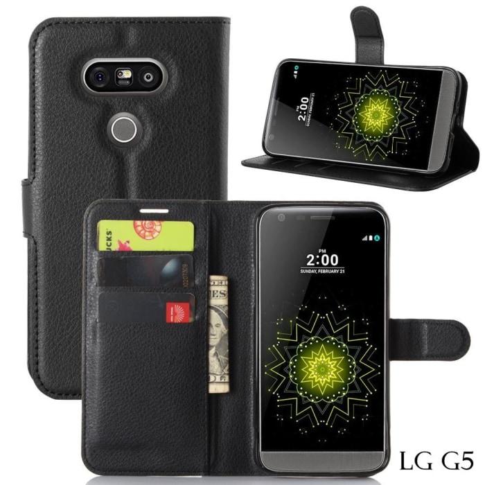 Lg All Models Leather Flip Wallet Case G5 / Black