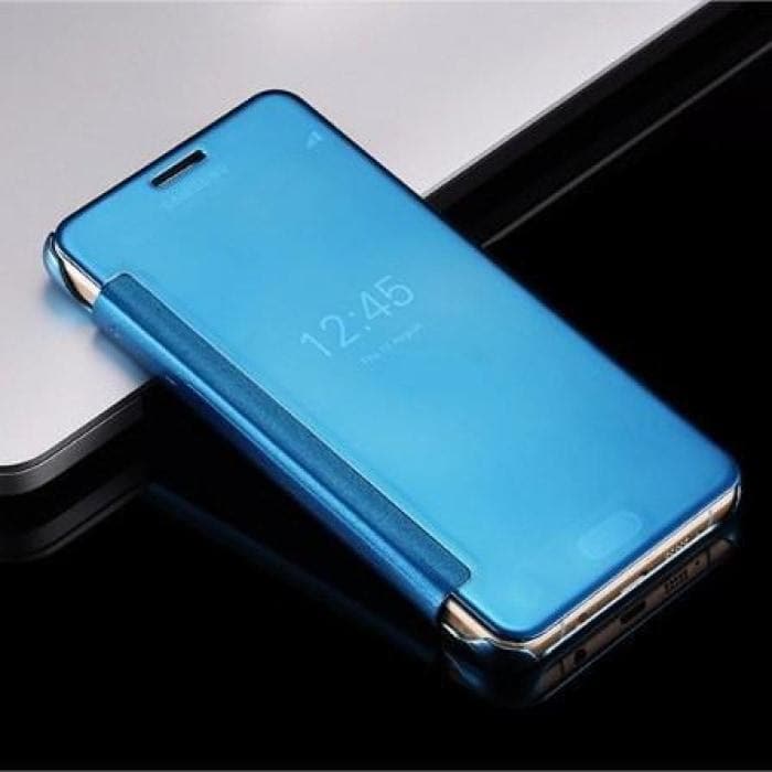 Luxury Mirror Pu Flip Case For All Samsung Models & Huawei P9 J5 [2016] / Blue