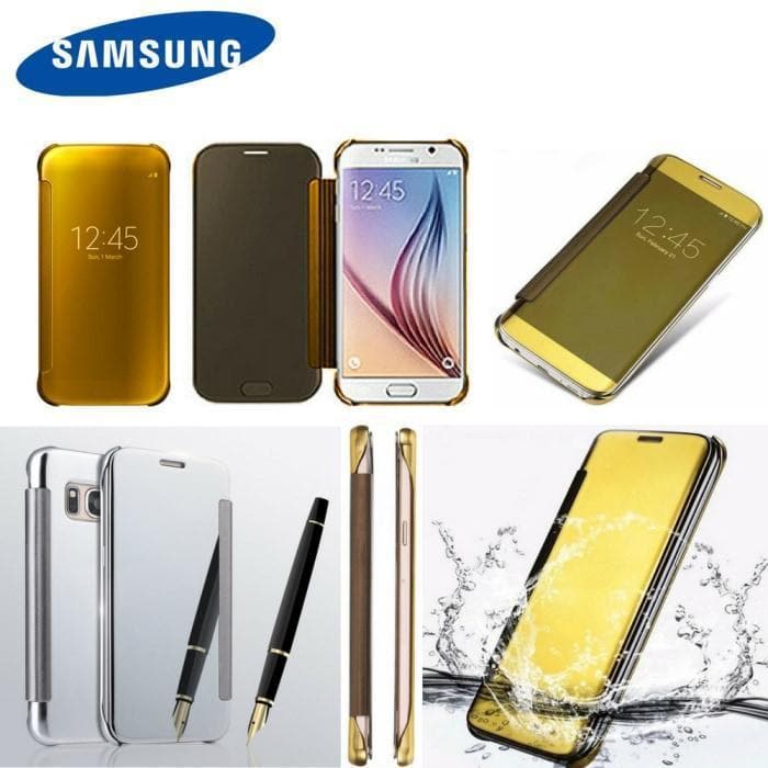 Luxury Mirror Pu Flip Case For All Samsung Models & Huawei P9