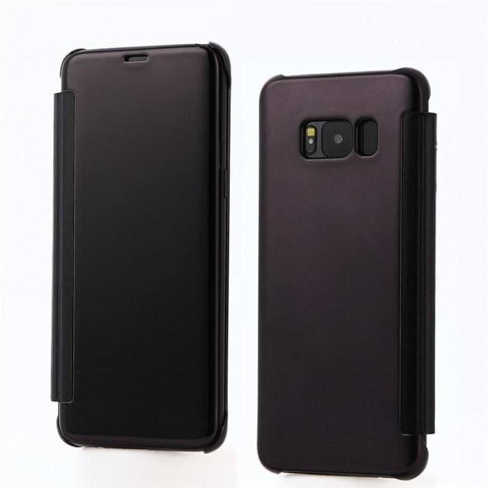 Luxury Mirror Pu Flip Case For All Samsung Models & Huawei P9 S8 / Black