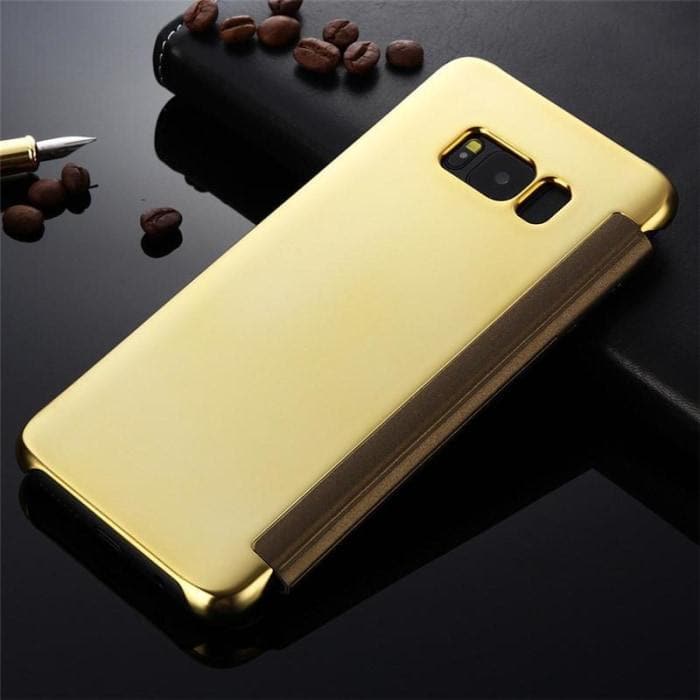 Luxury Mirror Pu Flip Case For All Samsung Models & Huawei P9 S8 / Gold