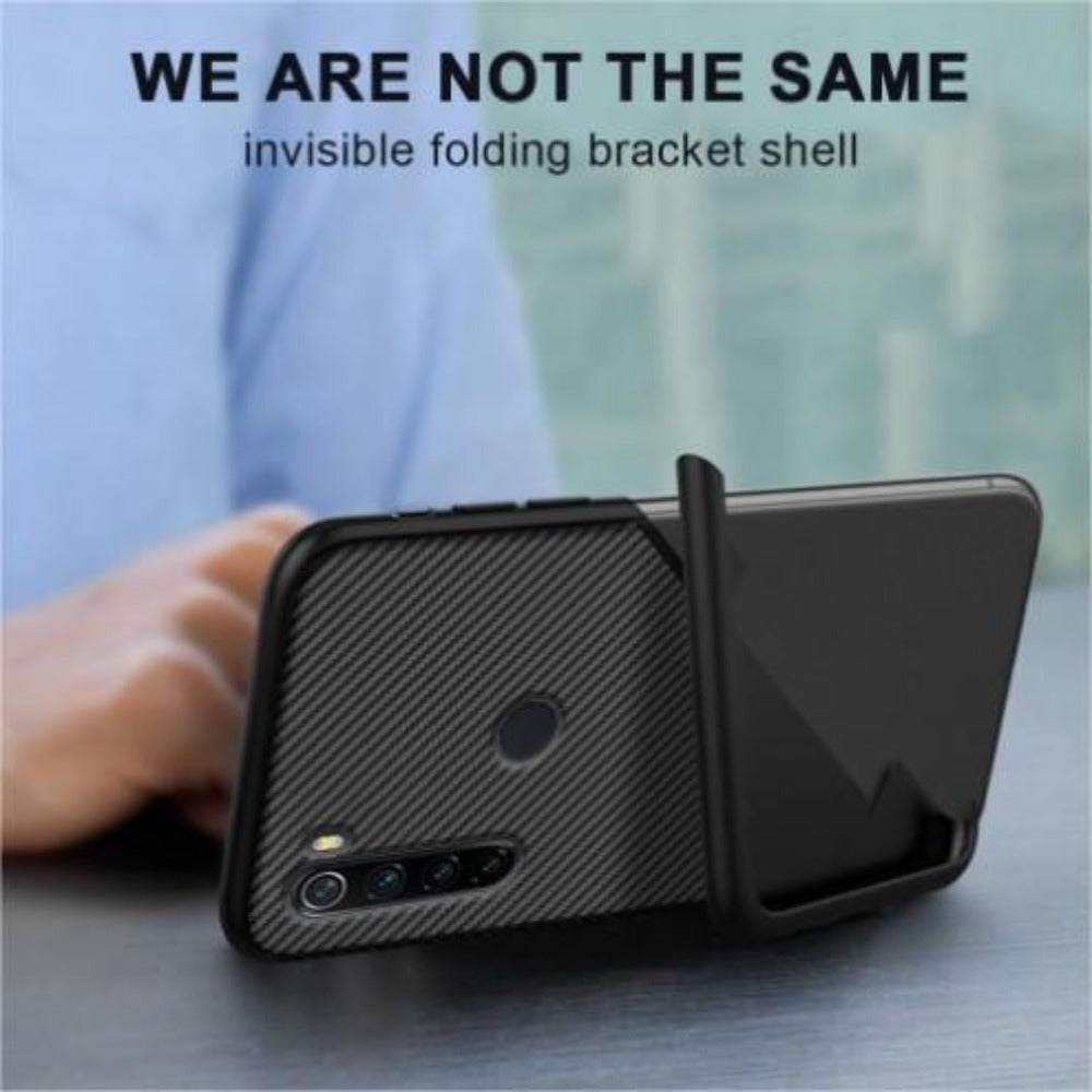 Redmi Note 8 Pro Ultra Thin Carbon Fiber Folding Stand Telefoon Case Voor Redmi Note Series Luxe Silicone Bracket Cover