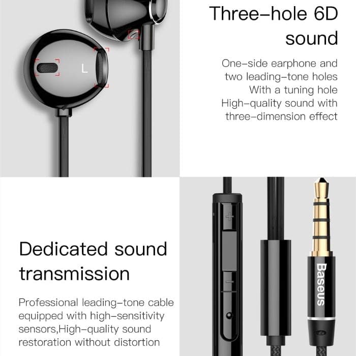 Baseus H06 3.5 mm 6D Microphoe Stereo In-ear Earphone Wired Headphones