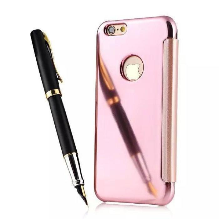 Mirror Flip Case For Iphone With Call Hole And Back Logo Iphone 6Plus/6Splus / Rose Gold