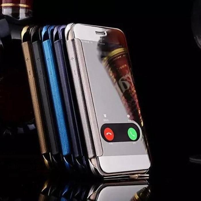 Mirror Flip Case For Iphone With Call Hole And Back Logo