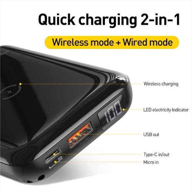 Baseus Quick Charge 3.0 Wireless Power Bank PD 10,000mAh Qi Mini S Bracket Wireless Charger Powerbank