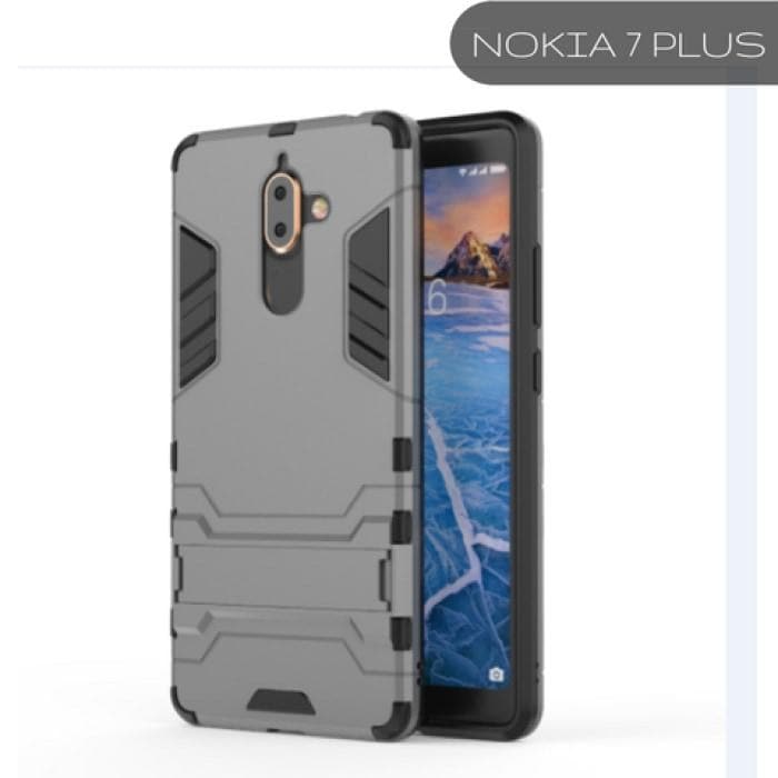 Nokia Iron Man Case Dual Protection With Kickstand 7 Plus / Grey