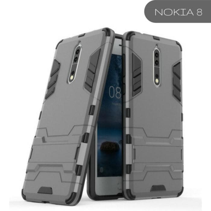 Nokia Iron Man Case Dual Protection With Kickstand 8 / Grey