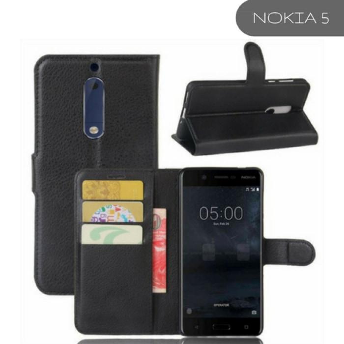 Nokia Leather Flip Case Wallet Card Holder 5 / Black