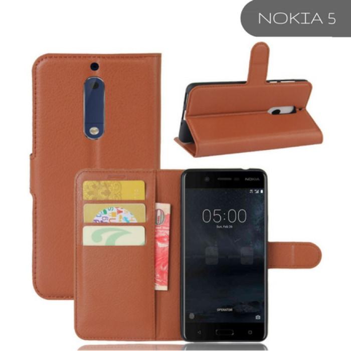 Nokia Leather Flip Case Wallet Card Holder 5 / Brown