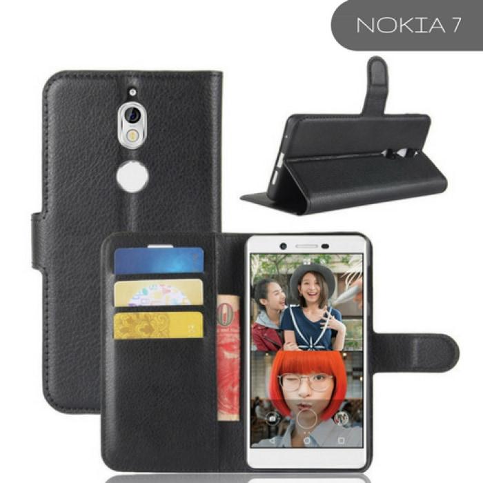 Nokia Leather Flip Case Wallet Card Holder 7 / Black