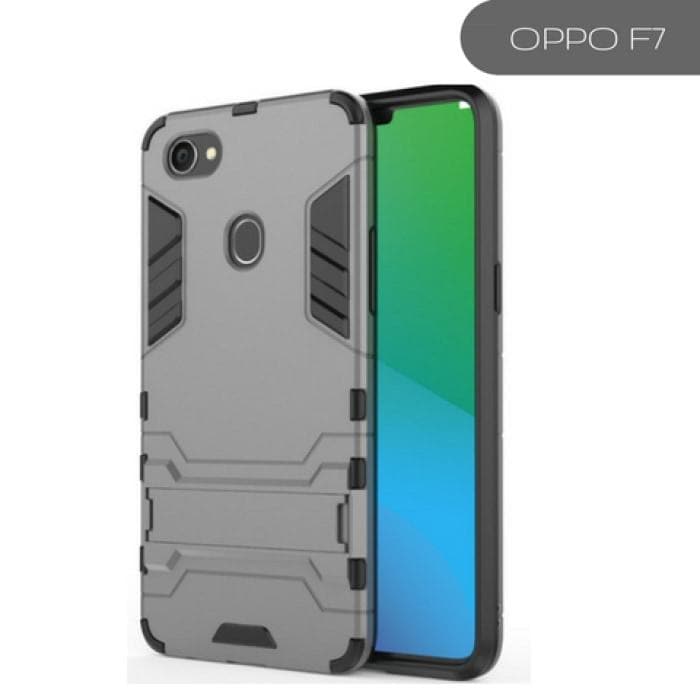 Oppo Iron Man Cover Hybrid Triple Protection Shock Proof With Kickstand F7