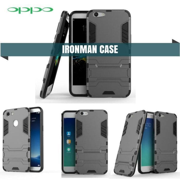 Oppo Iron Man Cover Hybrid Triple Protection Shock Proof With Kickstand