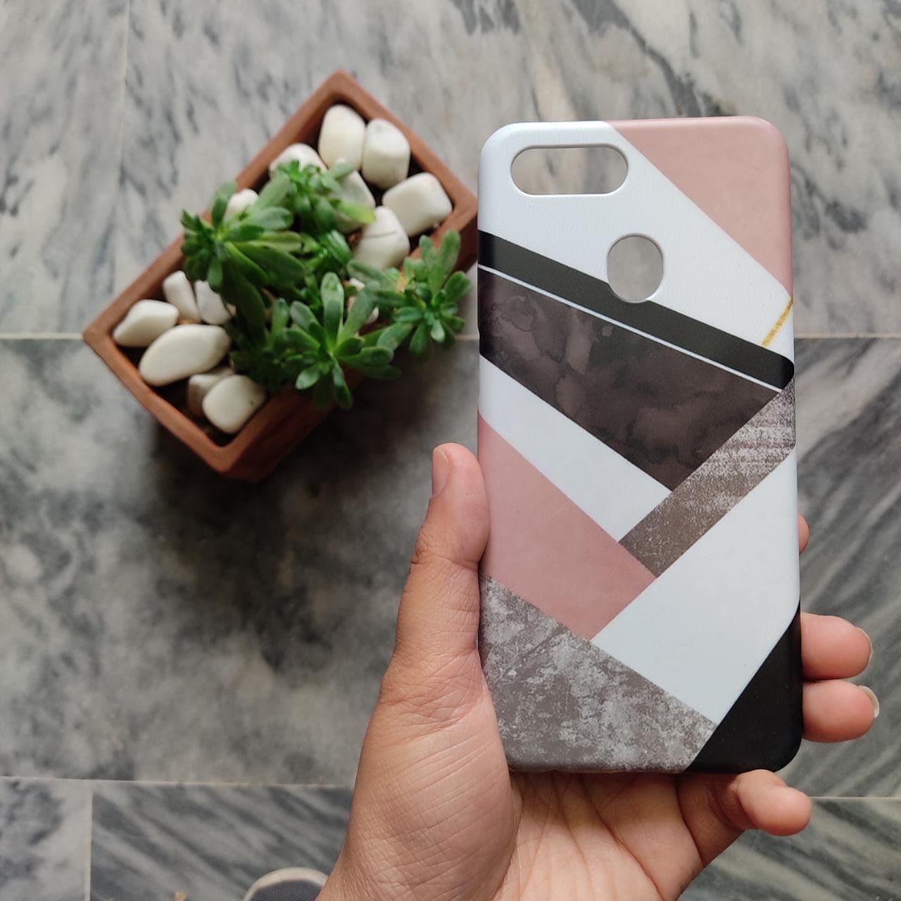 OPPO F9 Geometric Luxe Marble Case - C009