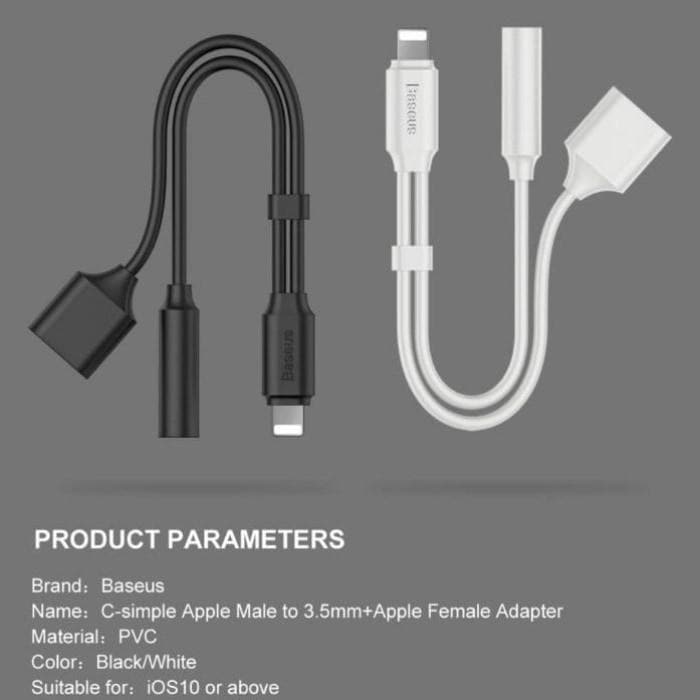 Original Baseus 2-In-1 Cable For Apple & Ios Music+Charging