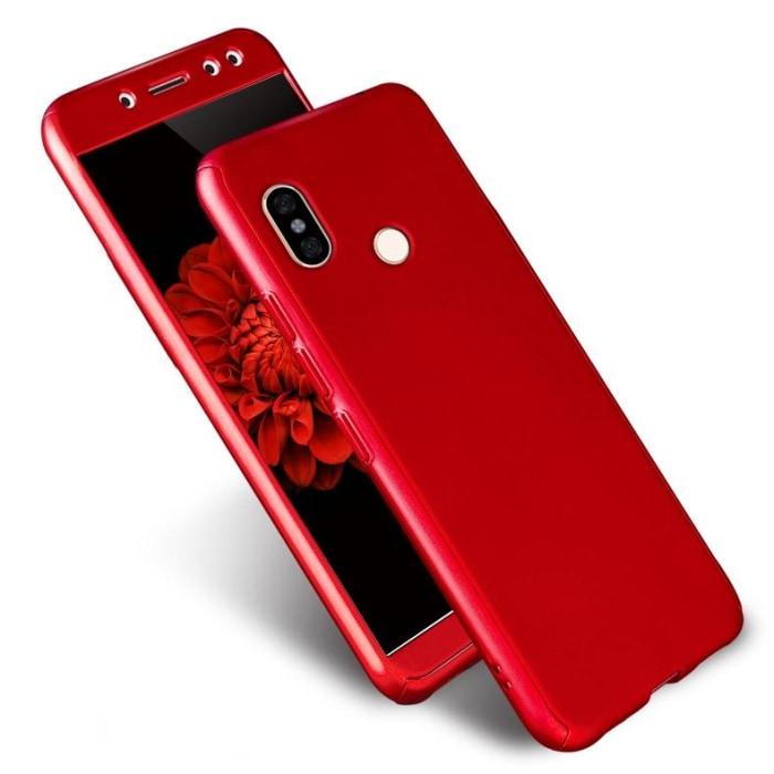 Redmi Note 5 (Pro) 360 Degree Full Protection Front+Back+Free Glass / Red