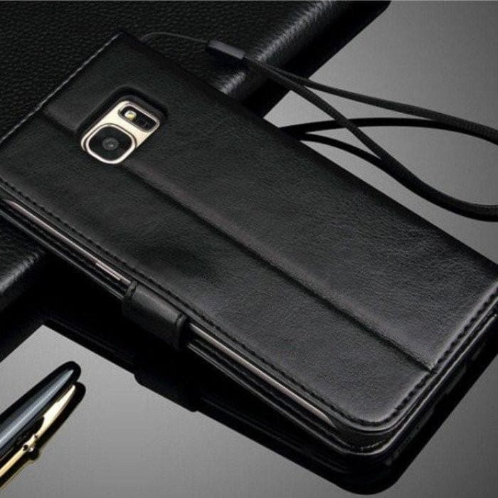 Samsung Galaxy Leather Flip Case S7Edge / Black