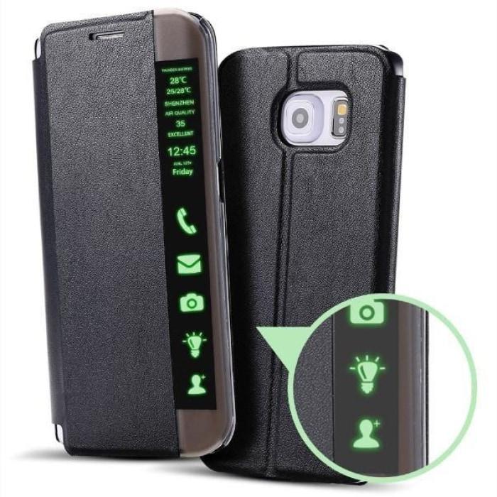 Smart Sleep Flip Black Leather Case For Samsung Galaxy S6 Edge And S7