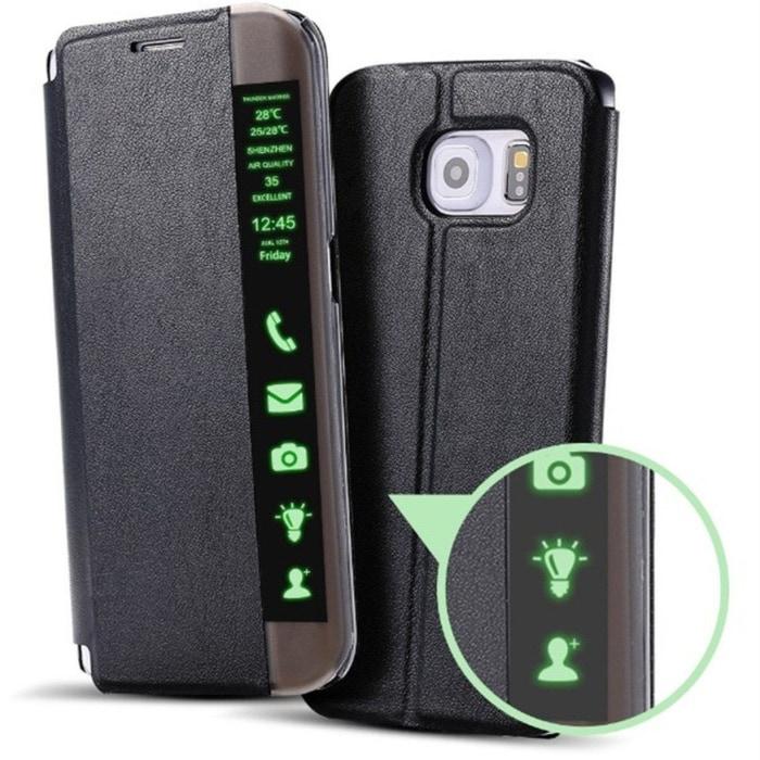 Smart Sleep Flip Black Leather Case For Samsung Galaxy S6 Edge And S7