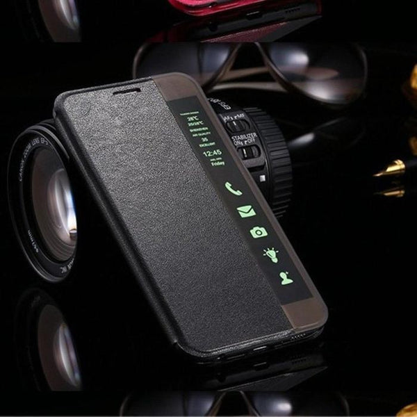 Smart Sleep Flip Black Leather Case For Samsung Galaxy S6 Edge And S7