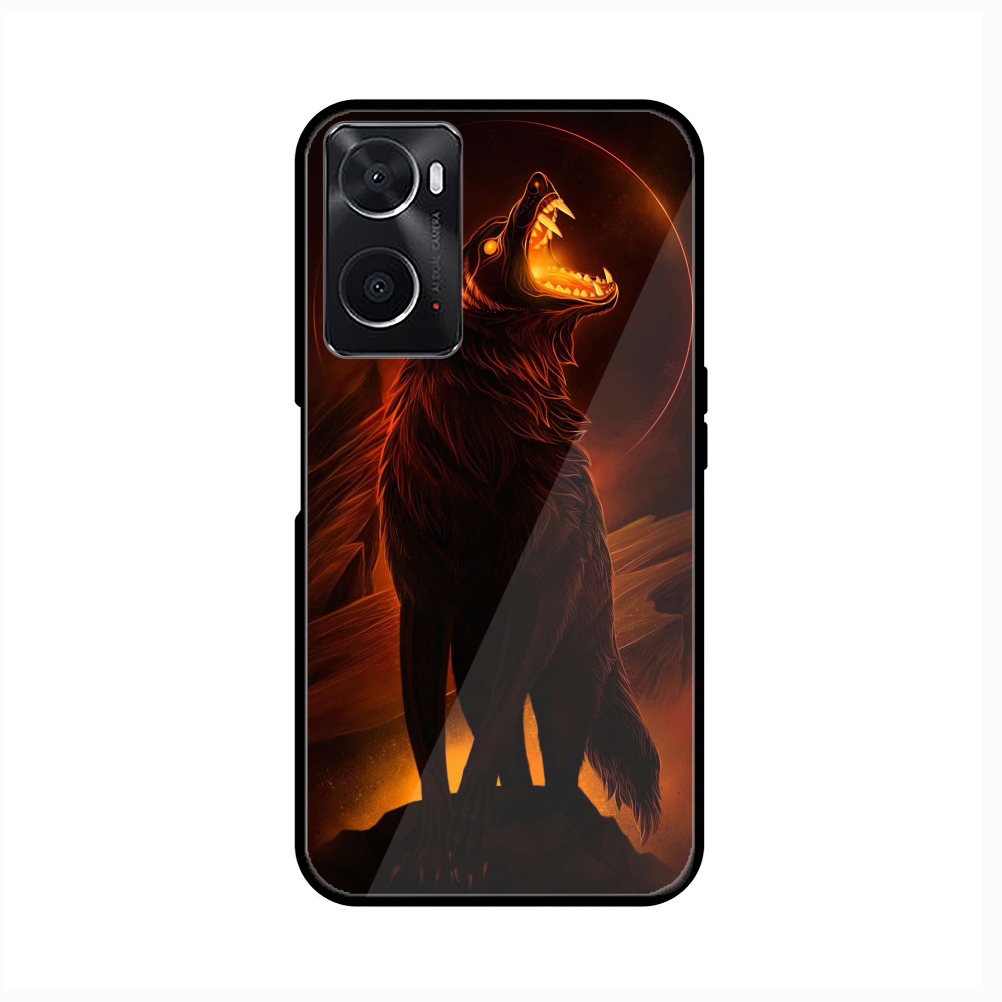 Oppo A76  Wolf Series  Premium Printed Glass soft Bumper shock Proof Case